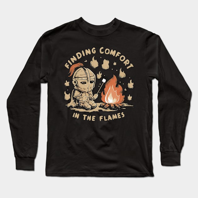 Finding comfort in the flames Long Sleeve T-Shirt by Evgmerk